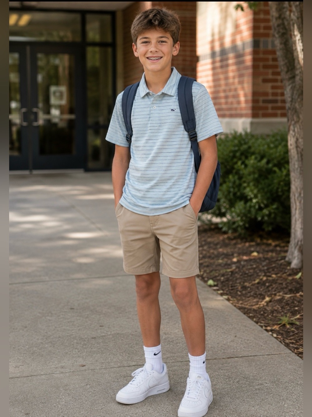 Vineyard Vines Boys Light Blue Striped Polo